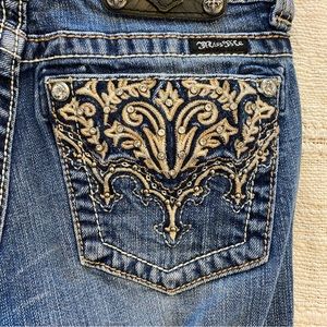 Miss Me Jeans Rhinestone Embroidered Blue Denim Jeans Size 27